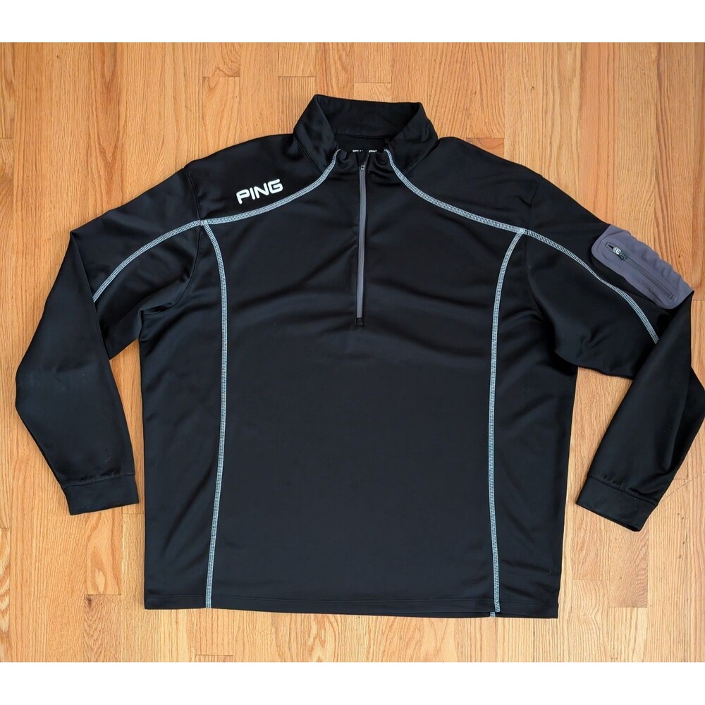 PING PERFORMANCE Mens 1/4 Zip Performance Pullover Size 2XL XXL Black Golf